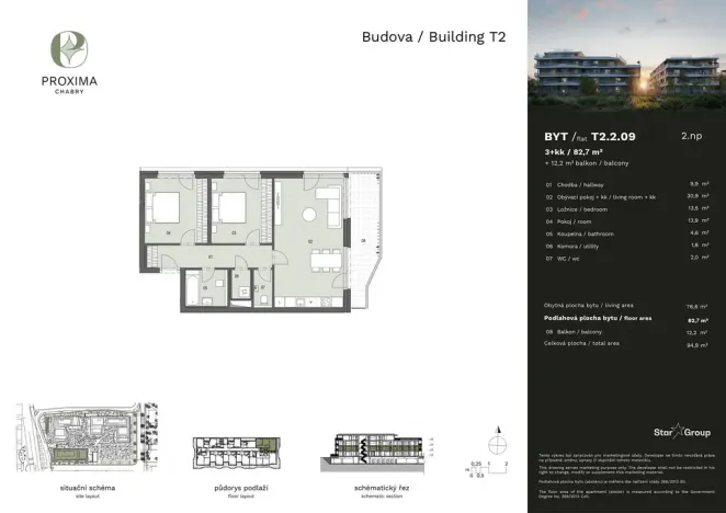 Prodej bytu 3+kk, Praha - Dolní Chabry, Velemínská, 82 m2