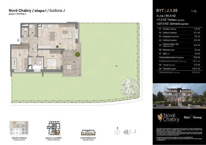 Prodej bytu 3+kk, Praha - Dolní Chabry, U Václava, 80 m2