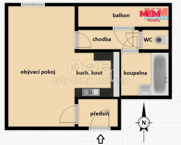 Pronájem bytu 1+kk, Praha - Holešovice, Stupkova, 31 m2