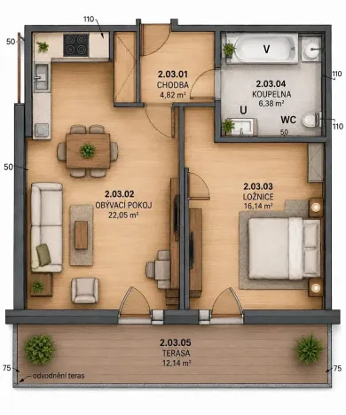Pronájem bytu 2+kk, Chlumec nad Cidlinou, Rooseveltova, 49 m2