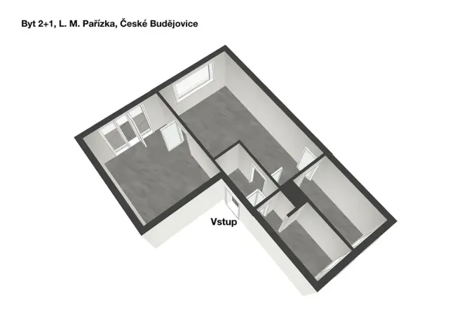 Pronájem bytu 2+1, České Budějovice, L. M. Pařízka, 53 m2