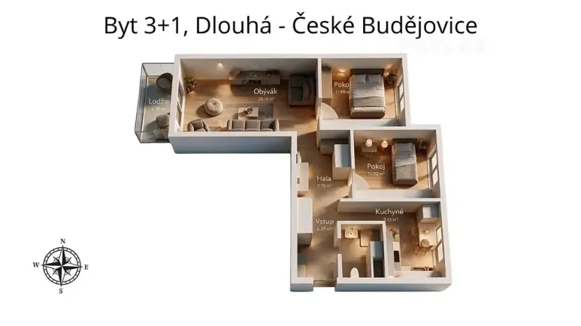 Prodej bytu 3+1, České Budějovice, Dlouhá, 79 m2