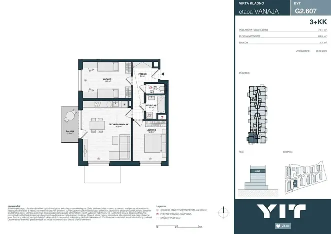 Prodej bytu 3+kk, Kladno, Unhošťská, 69 m2