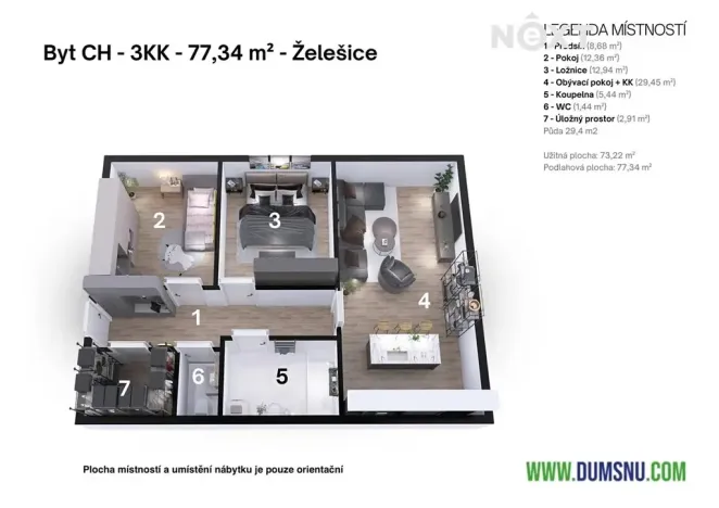 Prodej bytu 3+kk, Želešice, 24. dubna, 77 m2