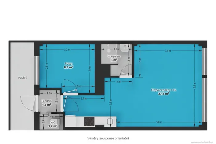 Pronájem bytu 2+kk, Praha - Libeň, U školičky, 43 m2