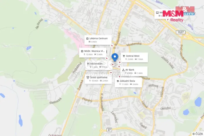 Pronájem bytu 1+kk, Most, Radniční, 34 m2
