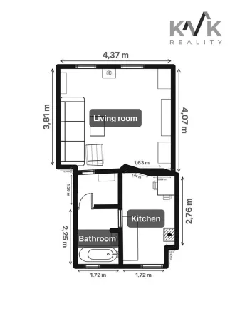 Pronájem bytu 1+1, Nejdek, Poštovní, 31 m2