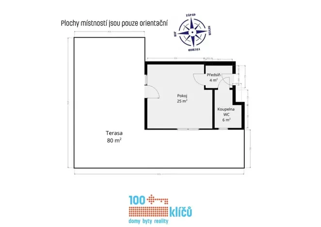 Pronájem bytu 1+kk, Praha - Lipence, Oddechová, 35 m2