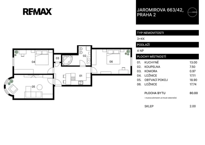 Prodej bytu 3+1, Praha - Nusle, Jaromírova, 80 m2