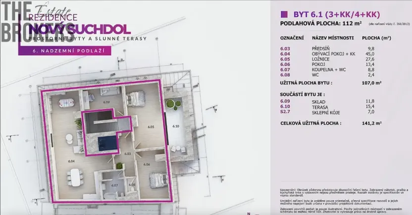 Prodej bytu 4+kk, Praha - Suchdol, U hotelu, 141 m2