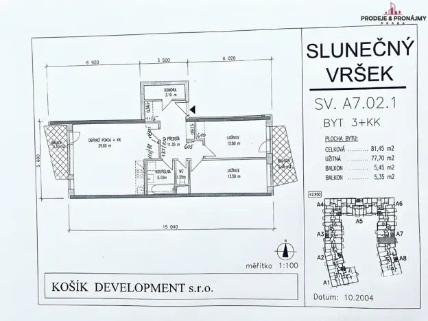 Prodej bytu 3+kk, Praha - Hostivař, Budapešťská, 81 m2