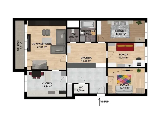 Prodej bytu 4+1, Praha - Podolí, Hudečkova, 108 m2