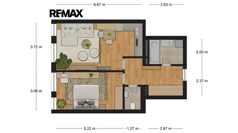 Pronájem bytu 2+kk, Slaný, Kybalova, 56 m2