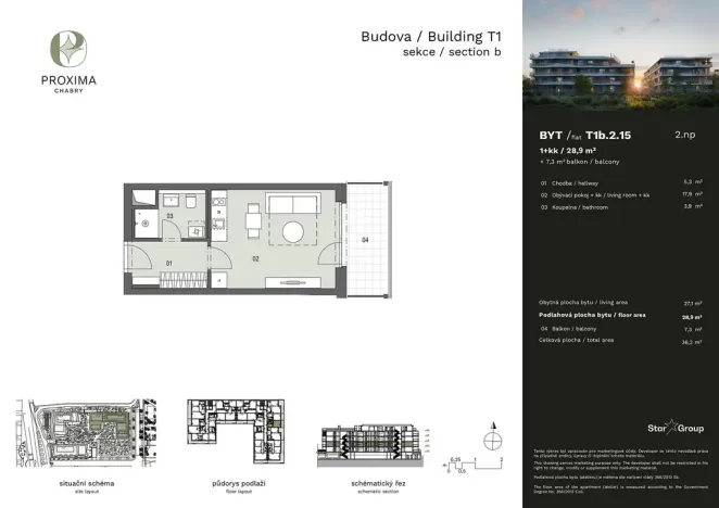 Prodej bytu 1+kk, Praha - Dolní Chabry, Velemínská, 28 m2