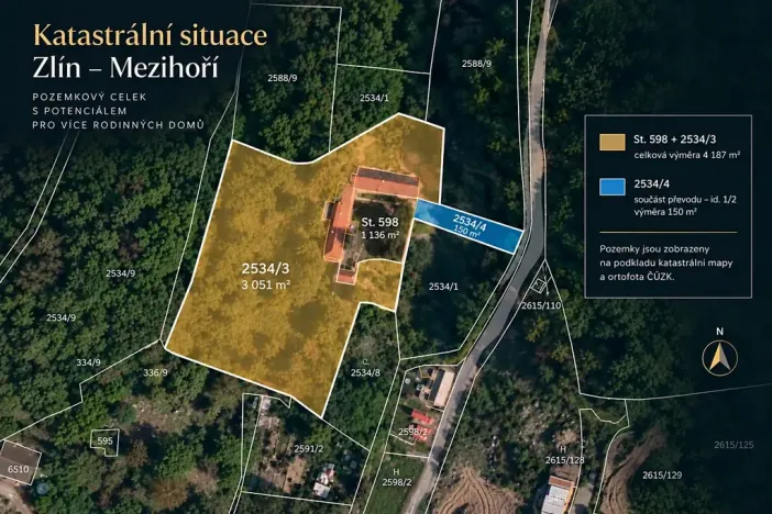 Prodej pozemku pro bydlení, Zlín, Mezihoří, 4187 m2
