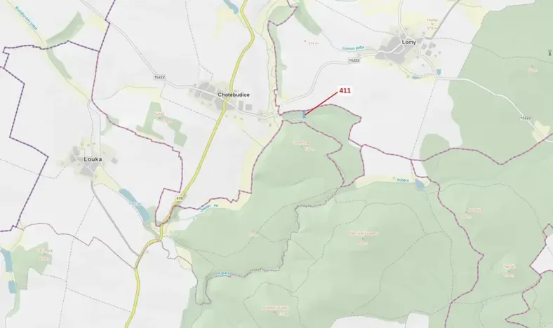 Dražba lesa, Chotěbudice, 1979 m2