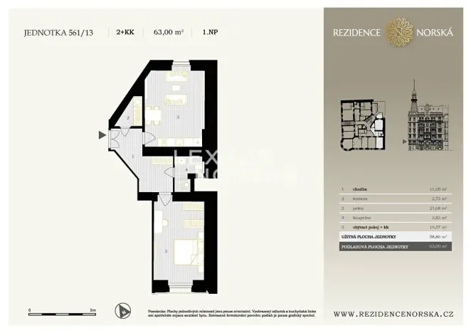 Prodej bytu 2+kk, Praha - Vršovice, Norská, 59 m2