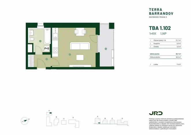 Prodej bytu 1+kk, Praha - Hlubočepy, Silurská, 32 m2
