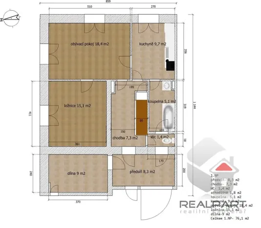 Pronájem rodinného domu, Tasovice, 101 m2