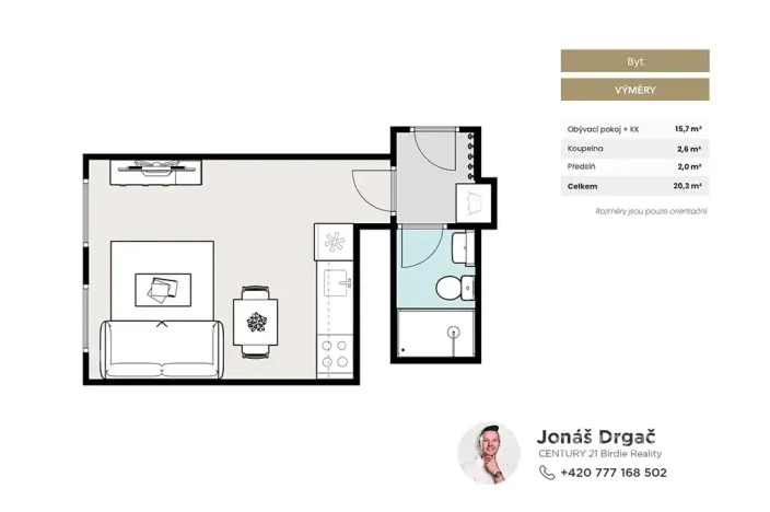 Pronájem bytu 1+kk, Praha - Nusle, Sezimova, 31 m2