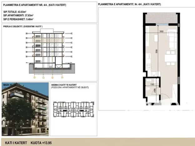 Prodej bytu 1+kk, Kavaja, Albánie, 44 m2