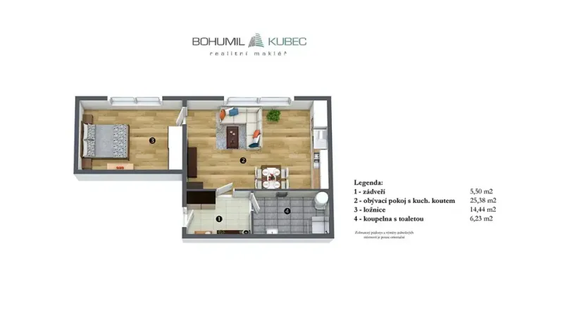 Prodej bytu 2+kk, Veselí nad Lužnicí, Budějovická, 52 m2