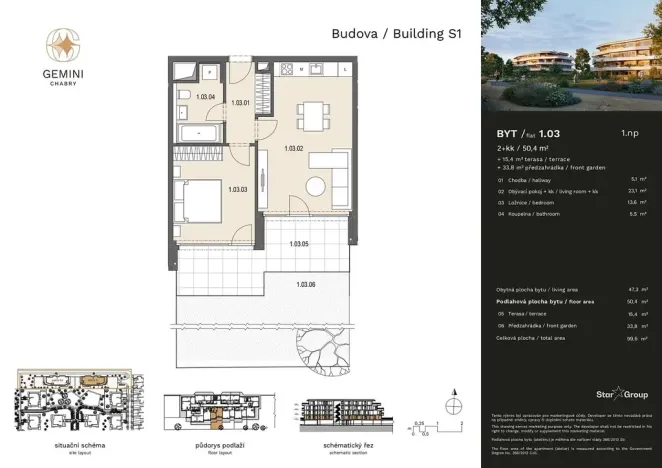 Prodej bytu 2+kk, Praha - Dolní Chabry, Velemínská, 50 m2