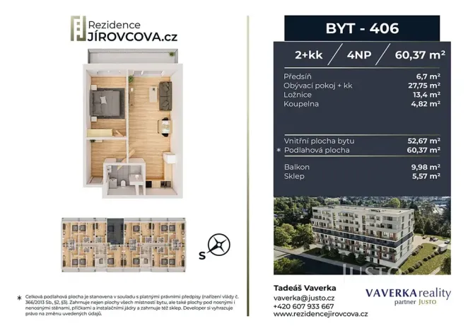 Prodej bytu 2+kk, České Budějovice, Jírovcova, 60 m2