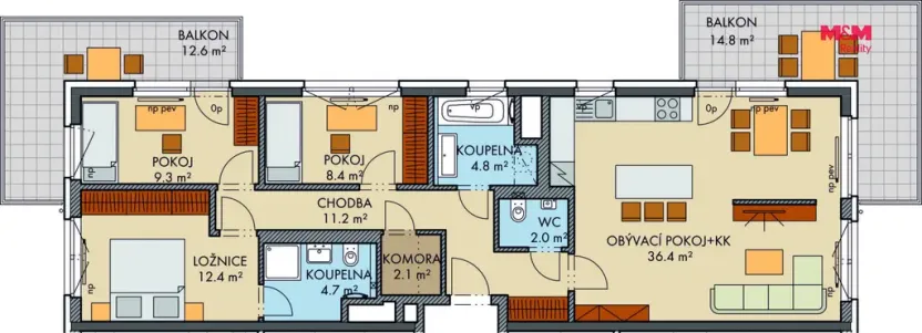 Prodej bytu 4+kk, Praha - Dolní Měcholupy, Honzíkova, 97 m2