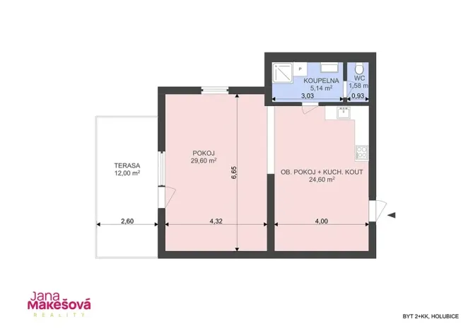 Prodej bytu 2+kk, Holubice, 63 m2