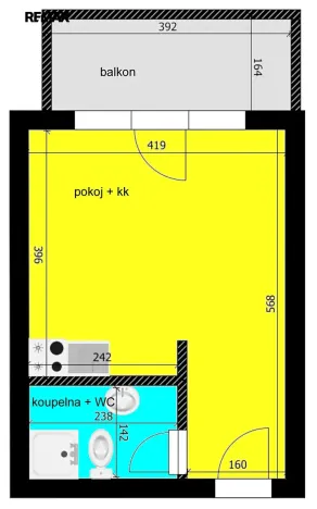 Pronájem bytu 1+kk, Velký Osek, Revoluční, 24 m2