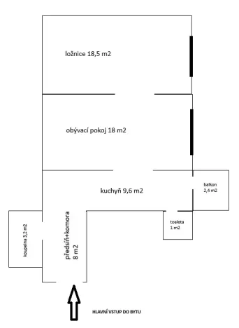 Prodej bytu 2+1, Praha - Libeň, Na Rokytce, 58 m2