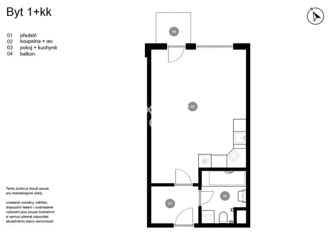 Prodej bytu 1+kk, Praha - Vysočany, Ocelářská, 39 m2