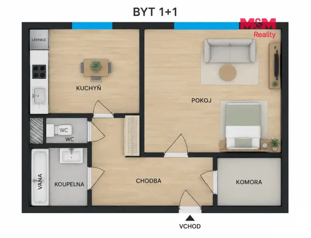 Pronájem bytu 1+1, Nymburk, Mládežnická, 40 m2