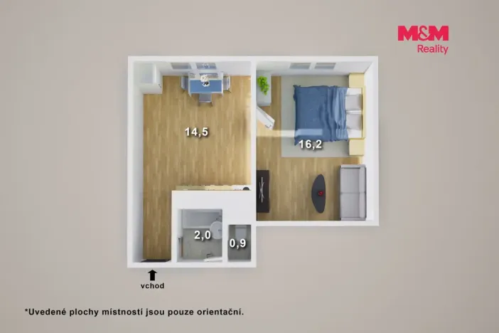Prodej bytu 1+1, Ústí nad Labem, Kmochova, 33 m2