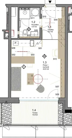 Prodej bytu 1+kk, Praha - Bubeneč, Vítězné náměstí, 44 m2