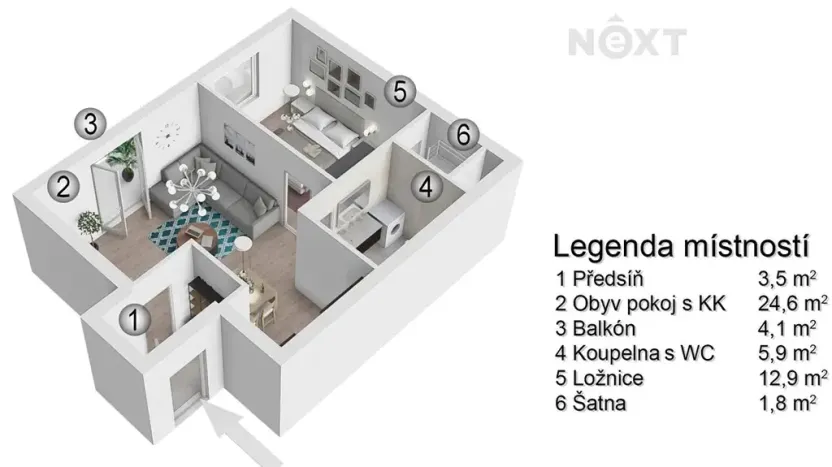Prodej bytu 2+kk, Brno, U Leskavy, 51 m2