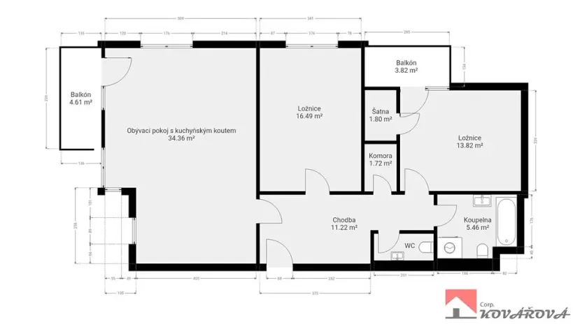 Prodej bytu 3+kk, Praha - Modřany, Provázkova, 95 m2