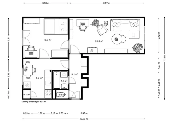 Prodej bytu 2+1, Praha - Břevnov, Plojharova, 56 m2