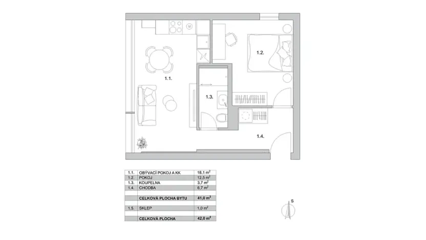 Prodej bytu 2+kk, Praha - Karlín, Nekvasilova, 42 m2