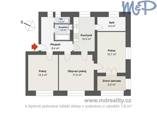 Prodej bytu 3+1, Jihlava, Majakovského, 74 m2