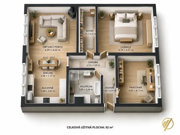 Pronájem bytu 3+kk, Litoměřice, Želetická, 92 m2