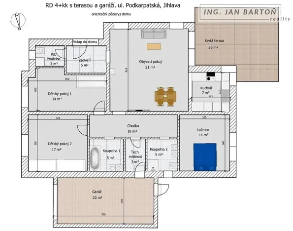 Pronájem rodinného domu, Jihlava, Podkarpatská, 115 m2