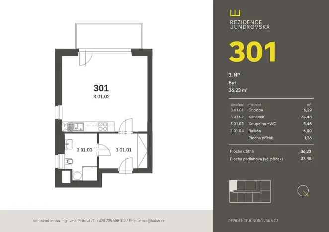 Prodej bytu 1+kk, Brno, Jundrovská, 36 m2