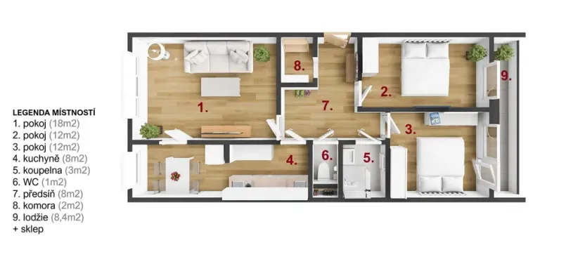 Pronájem bytu 3+1, Praha - Žižkov, Ostromečská, 83 m2