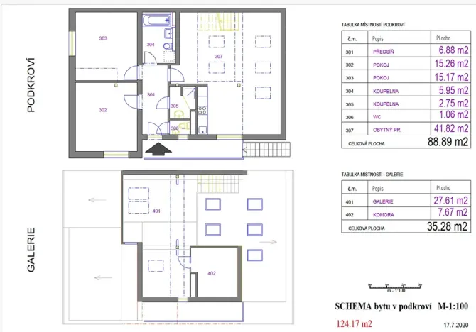 Pronájem bytu 3+kk, Praha, Na pahorku, 89 m2