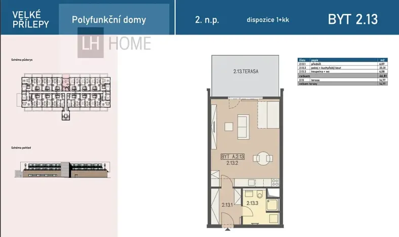 Prodej bytu 1+kk, Velké Přílepy, Klikatá, 46 m2