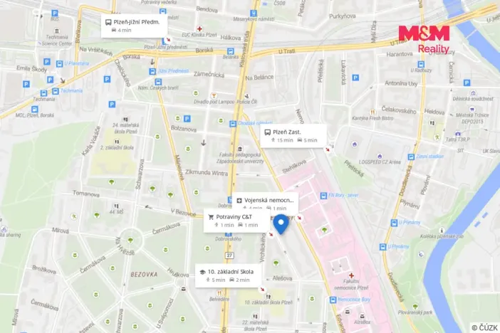 Pronájem bytu 2+kk, Plzeň - Jižní Předměstí, Čechova, 52 m2