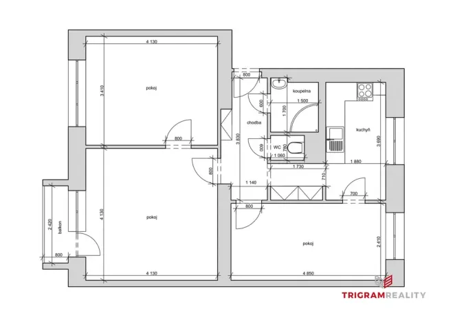 Prodej bytu 3+1, Třebechovice pod Orebem, Habrmanova, 62 m2