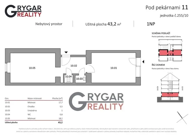 Prodej obchodního prostoru, Praha - Vysočany, Pod pekárnami, 43 m2